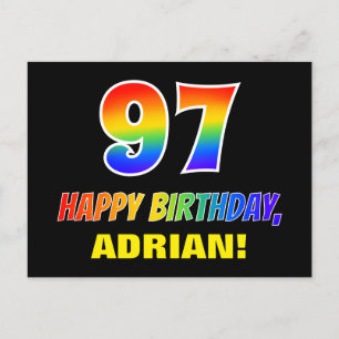 Postal 97º cumpleaños: audaz, divertido, simple, arcoiris