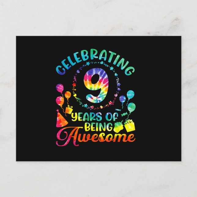 Postal 9 años de asombroso regalo de cumpleaños (Anverso)