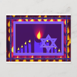 Postal 9 llama de velas en estrella de lavabo púrpura en 