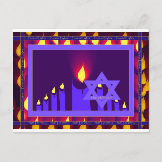 Postal 9 llama de velas en estrella de lavabo púrpura en