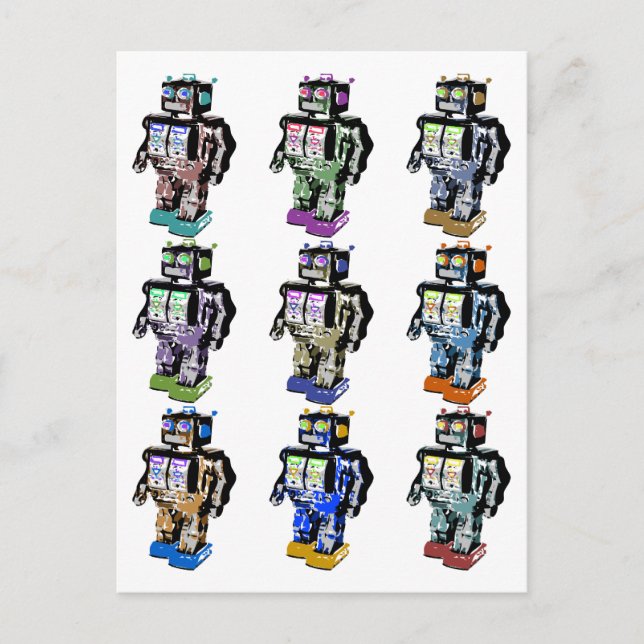 Postal 9 Robots coloreados (Anverso)