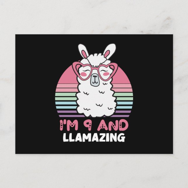 Postal 9 Years Old Bday Llamazing 9th Birthday Llama (Anverso)