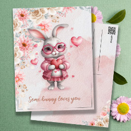 Postal A algunos conejitos les encanta el conejito rosa r