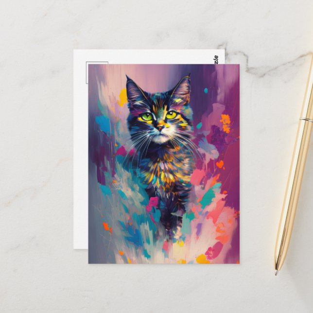 Postal A Beautiful Cat Colorful (Anverso/Reverso In Situ)
