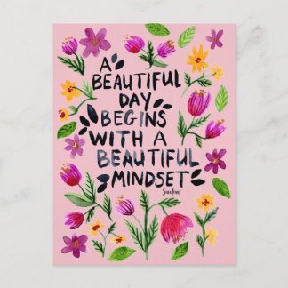 Postal A beautiful day - Quote - Watercolor Florals
