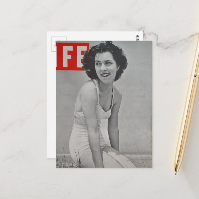 Postal A Beautiful Woman in 1939 on the beach (Anverso/Reverso In Situ)