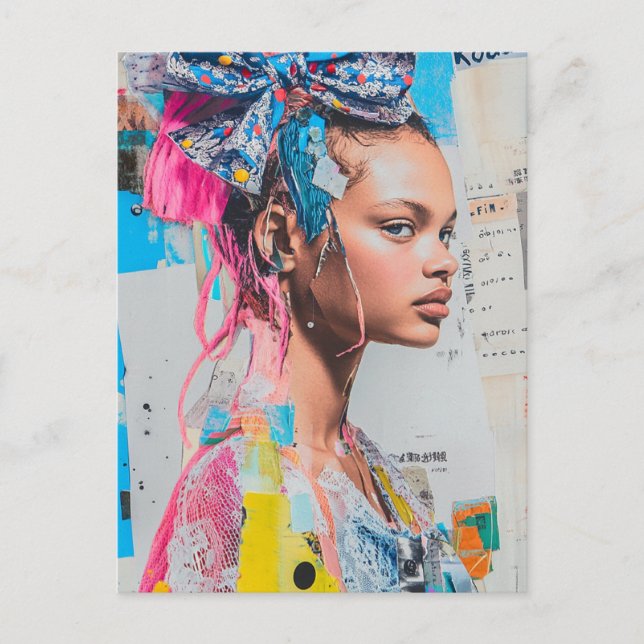 Postal A bow in her hair lady Collage (Anverso)