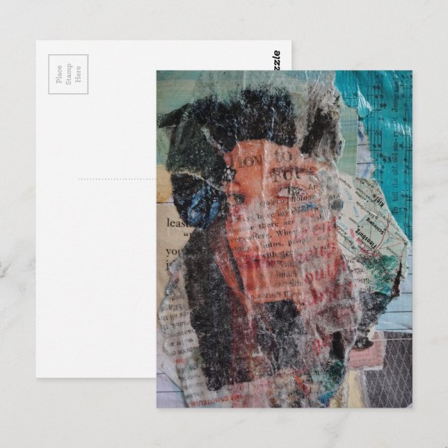 Postal A Face Mixed Media Collage (Anverso / Reverso)