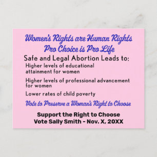 Postal A favor de la elección Roe v Wade Vota Legalmente 