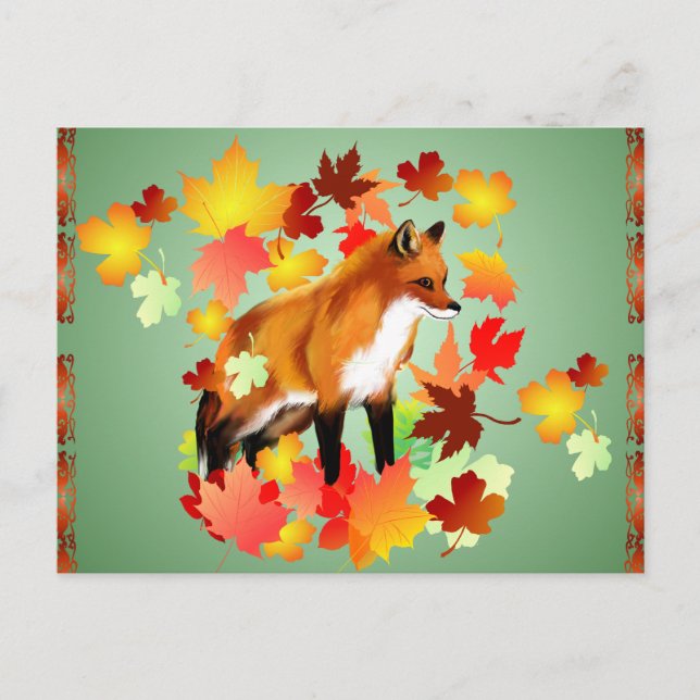 Postal A FOX in FALL (Anverso)