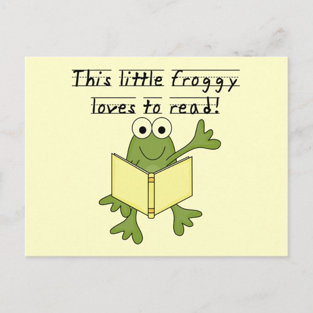 Postal A Froggy le encanta leer camisetas y regalos (Anverso)