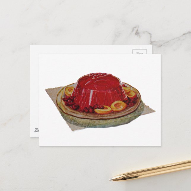 Postal A gelatin and fruit dessert from 1930 (Anverso/Reverso In Situ)