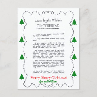 Postal A Gingerbread Christmas Recipe Postcard