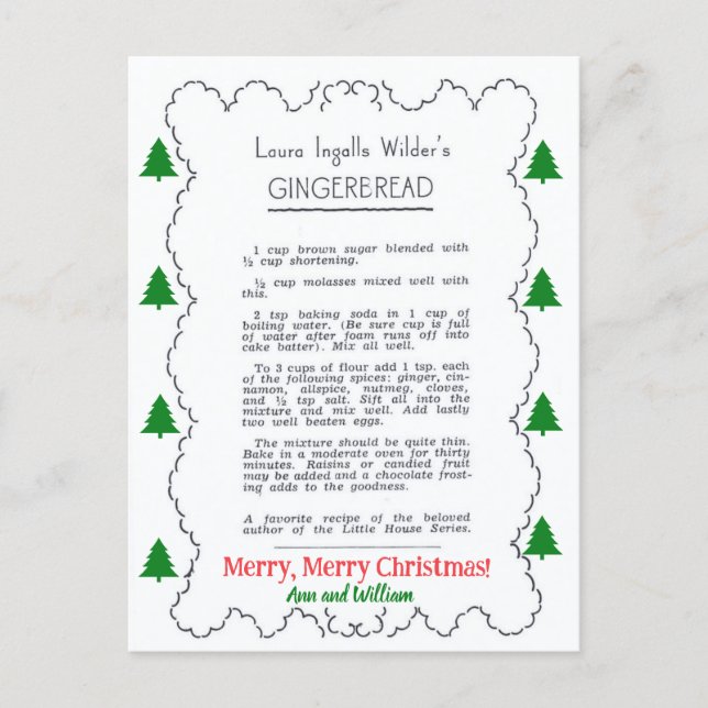 Postal A Gingerbread Christmas Recipe Postcard (Anverso)