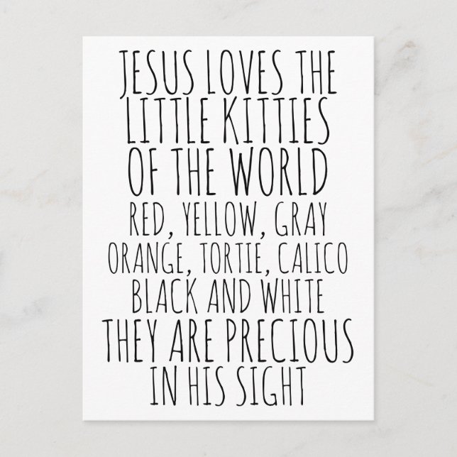 POSTAL A JESÚS LE ENCANTAN LOS PEQUEÑOS KITTIES, LAS TARJ (Anverso)