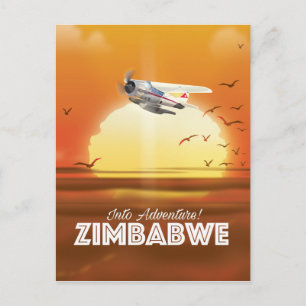 Postal ¡A la aventura! Cartel de viaje a Zimbabue