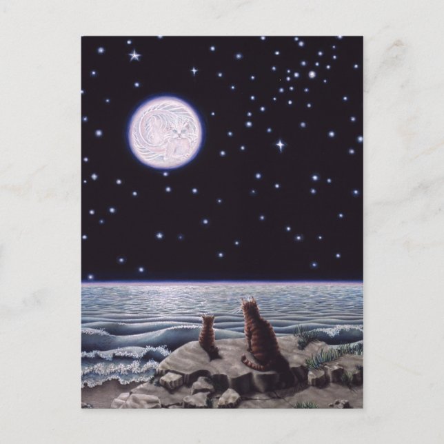 Postal A la luz de la luna del gato (Anverso)