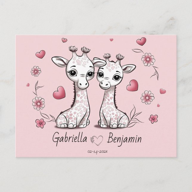 Postal A la Personalizado educada Giraffe le encanta el D (Anverso)