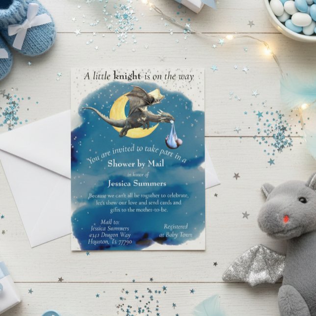 Postal A Little Knight Dragon Baby Shower By Mail Plata  (Subido por el creador)