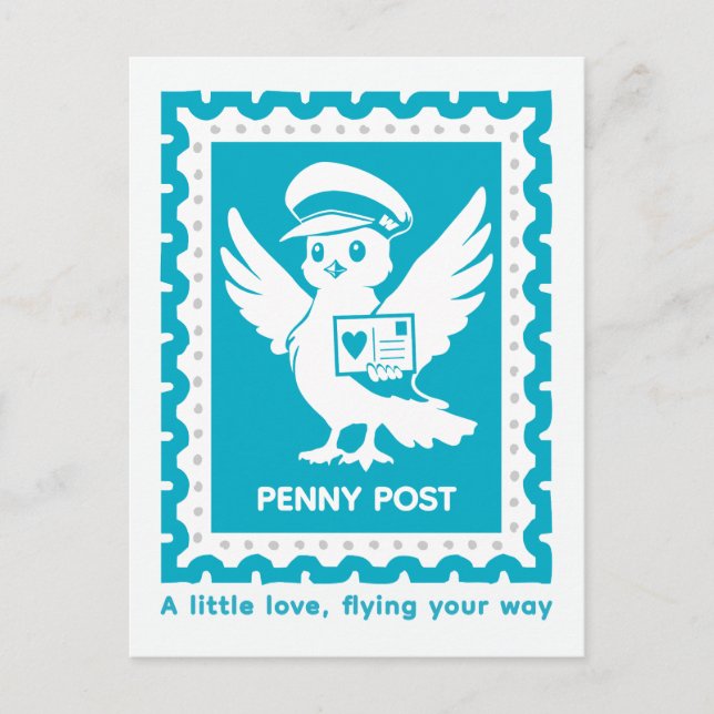 Postal A Little Love Flying Your Way Penny Post (Anverso)