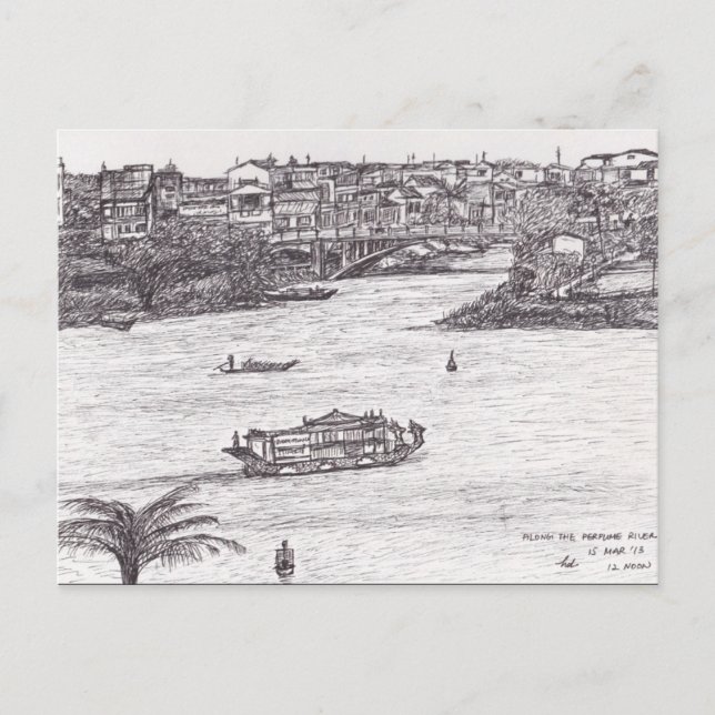 Postal A lo largo del río Perfume (Anverso)
