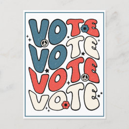 Postal a los votantes retro rojo, blanco y azul