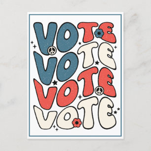 Postal a los votantes retro rojo, blanco y azul