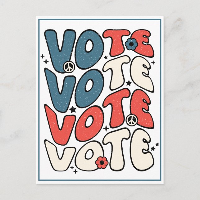 Postal a los votantes retro rojo, blanco y azul (Anverso)