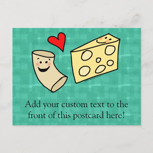 Postal A Mac Le Encanta El Queso, Gracioso Macaroni Cute  (Anverso)