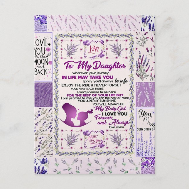 Postal A mi hija, mi bebé, te amo para siempre (Anverso)