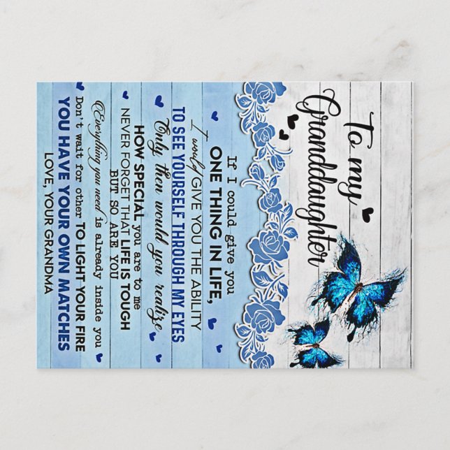 Postal A mi hija, regalo de mariposa, cumpleaños de la hi (Anverso)