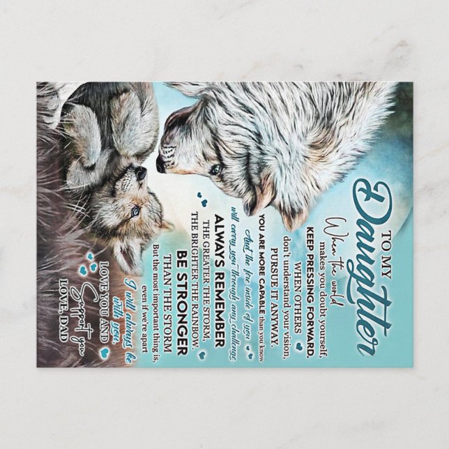 Postal A mi hija, regalo familiar de león, cumpleaños de  (Anverso)