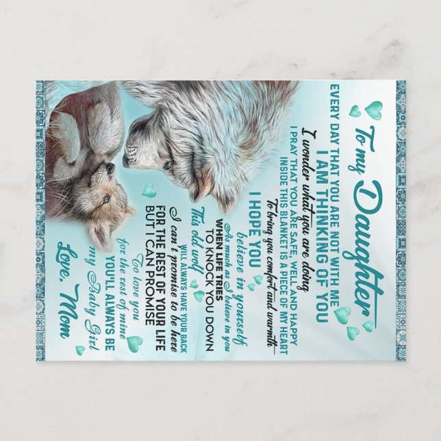 Postal A mi hija, regalo familiar de león, cumpleaños de  (Anverso)