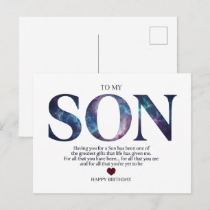 Postal A mi hijo Galaxia sentimental feliz cumpleaños