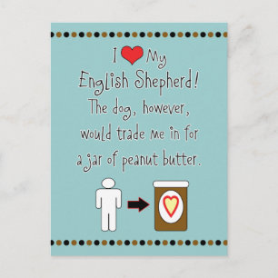 Postal A mi pastor inglés le encanta la mantequilla de ma