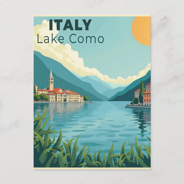 Postal A Nostalgic Classic Travel Poster – Italy Lake Com (Anverso)