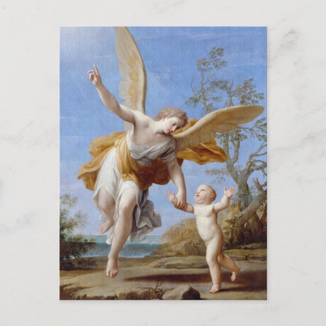 Postal A orillas del mar Ángel y Niño (Anverso)