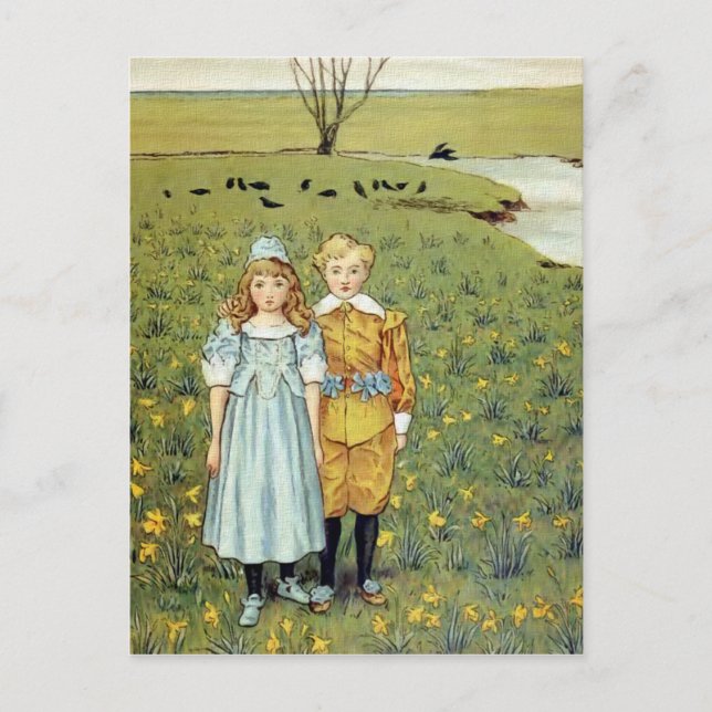 Postal "A orillas del río" Vintage (Anverso)