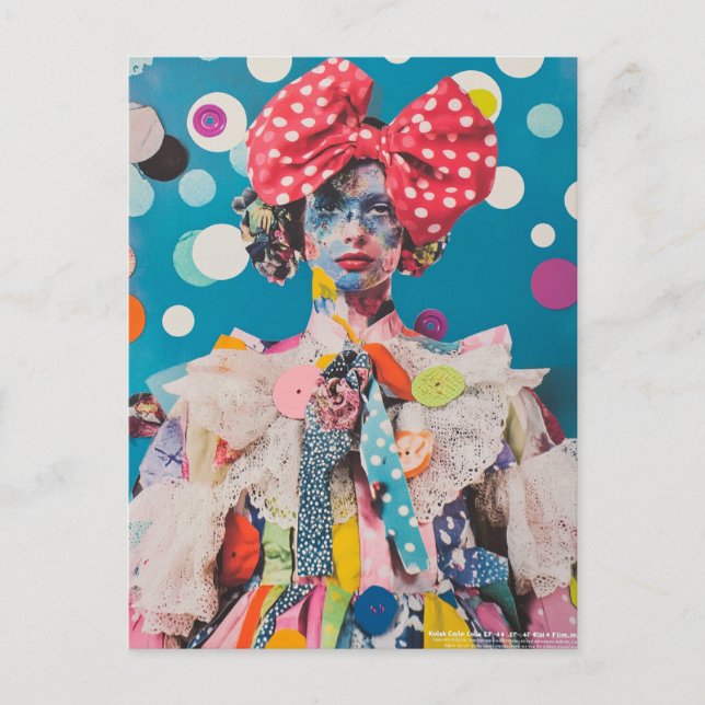 Postal A Polka Dot Bow Fashion lady Collage (Anverso)