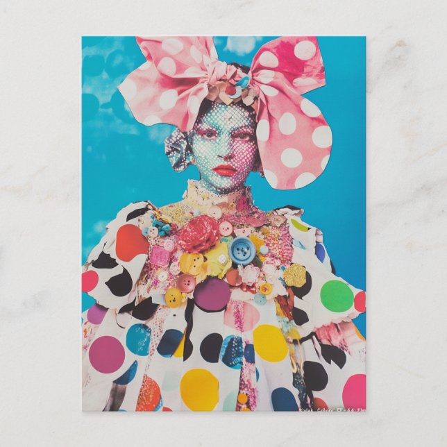 Postal A Polka Dot Fashion lady Collage (Anverso)