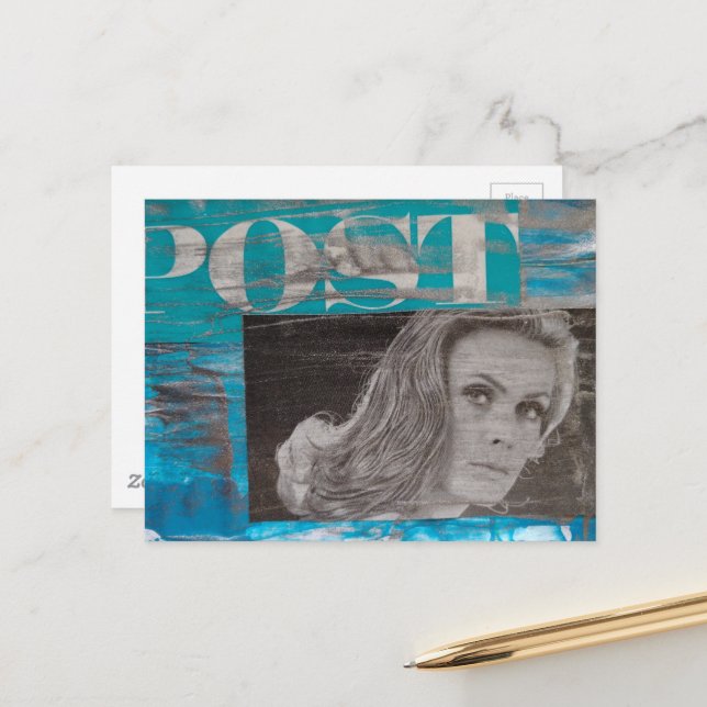 Postal A Post Woman Mixed Media Collage (Anverso/Reverso In Situ)