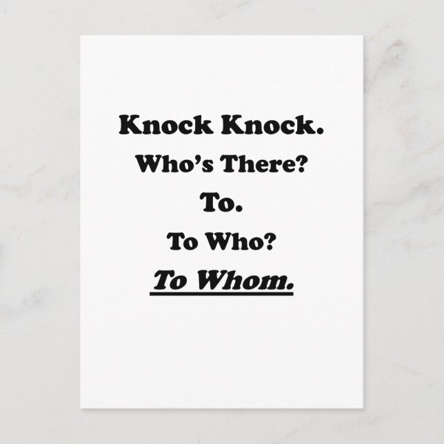 Postal A quién Knock Knock Chiste (Anverso)