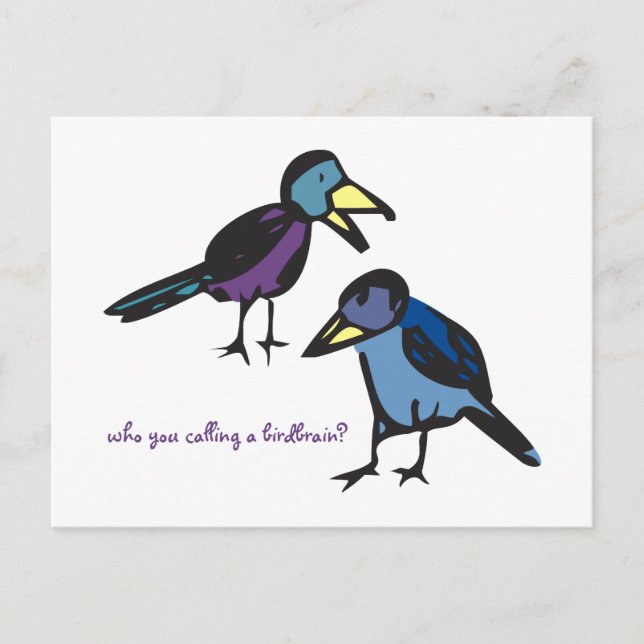 Postal ¿a quién llamas cerebro de pájaro? (Anverso)