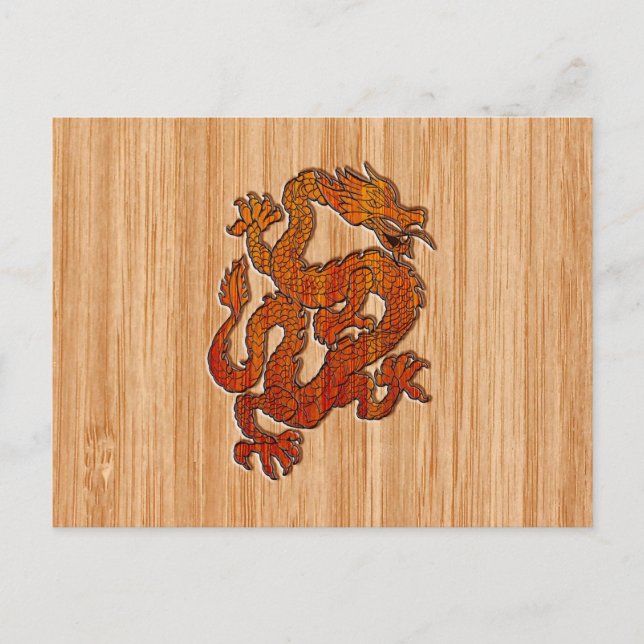 Postal A red Dragon on Bamboo like (Anverso)