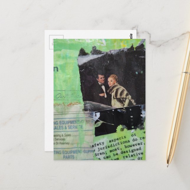 Postal A Retro Couple Mixed Media Collage (Anverso/Reverso In Situ)