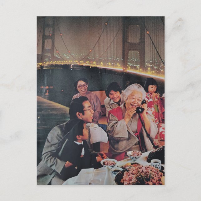 Postal A Scenic Dinner at the Bridge at Night Postcard (Anverso)