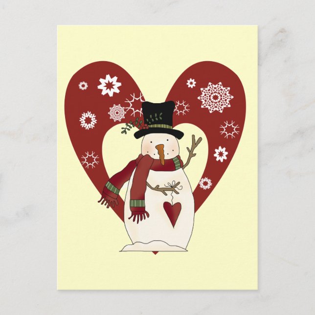 Postal A Snowman le encantan las camisetas de nieve y los (Anverso)
