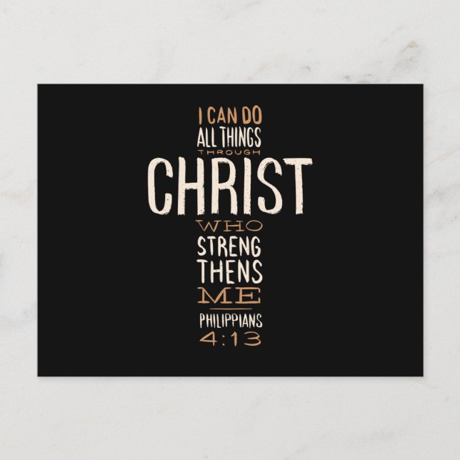 Postal A través de Cristo Jesús Cita la Biblia Motivacion (Anverso)