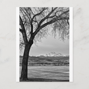 Postal A través del lago en blanco y negro