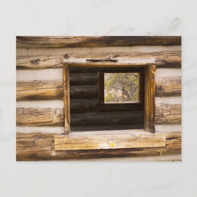 Postal A través y a través de la ventana de cabinas (Anverso)